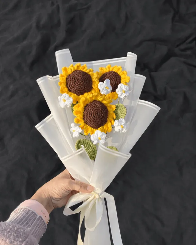 Sunflower Bouquet with Mini Flowers: handmade crochet by Crochet By Pihu