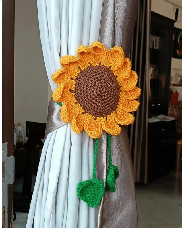 Sunflower Curtain Tieback: handmade crochet by Crochet By Pihu