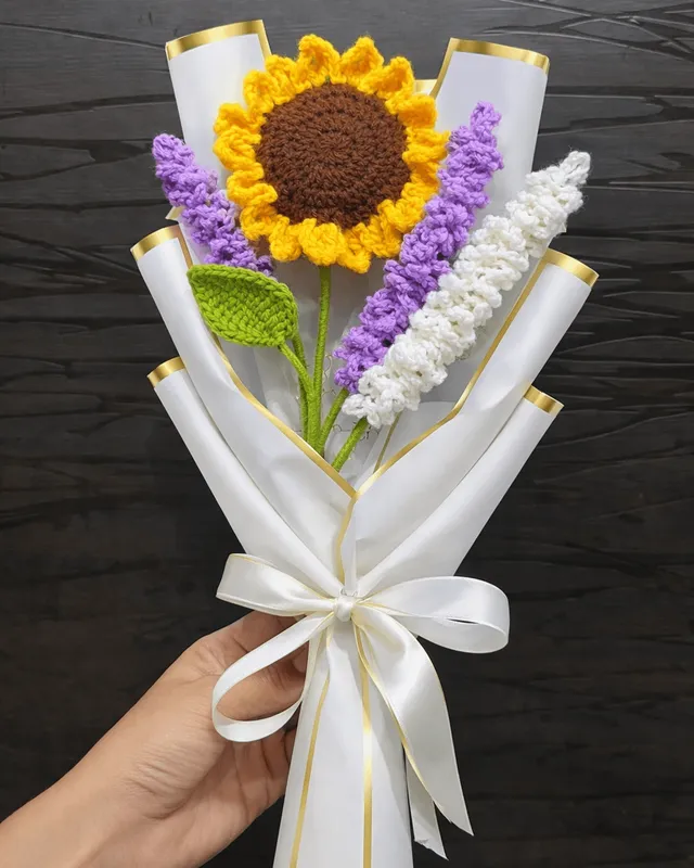Sunflower & Lavender Bouquet: handmade crochet by Crochet By Pihu