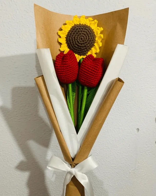Sunflower & Tulip Bouquet: handmade crochet by Crochet By Pihu