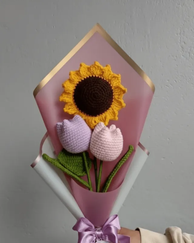 Sunflower & Tulip Bouquet: handmade crochet by Crochet By Pihu