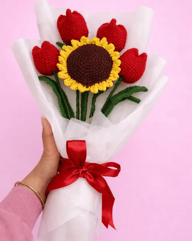 Sunflower & Tulip Bouquet: handmade crochet by Crochet By Pihu