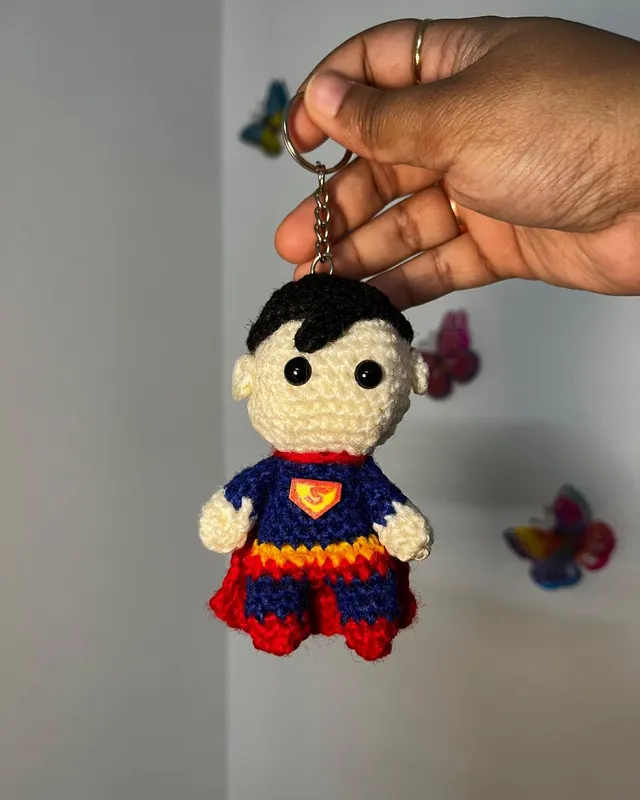 Superhero Keychain: handmade crochet by Crochet By Pihu