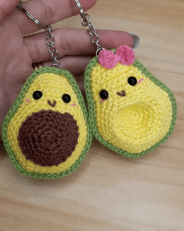 Avocado Keychain (Pack of 2): handmade crochet by Crochet By Pihu