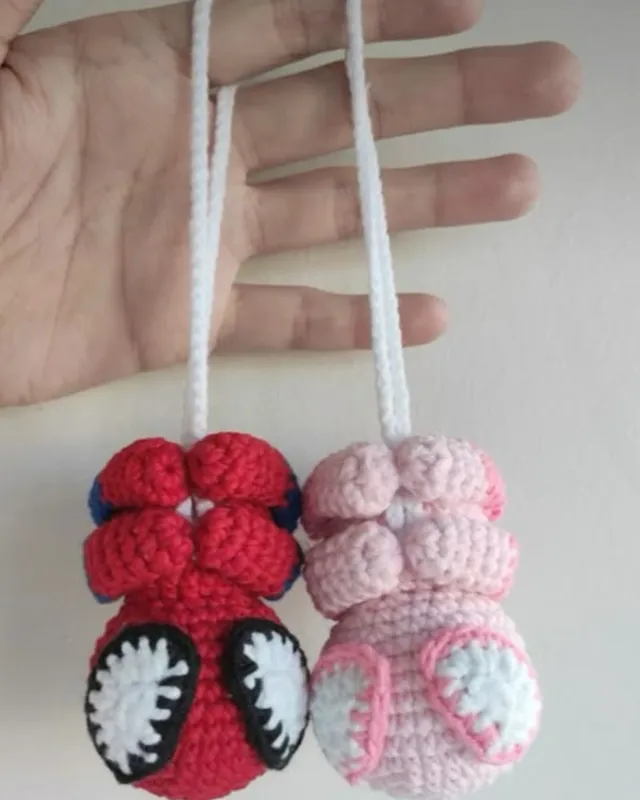 Spider Couple Keychain (Pack of 2): handmade crochet by Crochet By Pihu