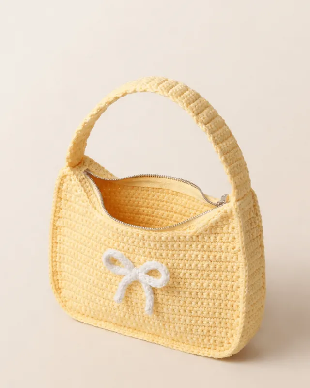 Rosé Bow Crochet Shoulder Bag: handmade crochet by Crochet By Pihu