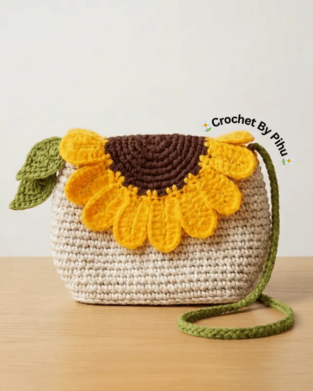 Sunflower Bloom Crochet Sling Bag: handmade crochet by Crochet By Pihu