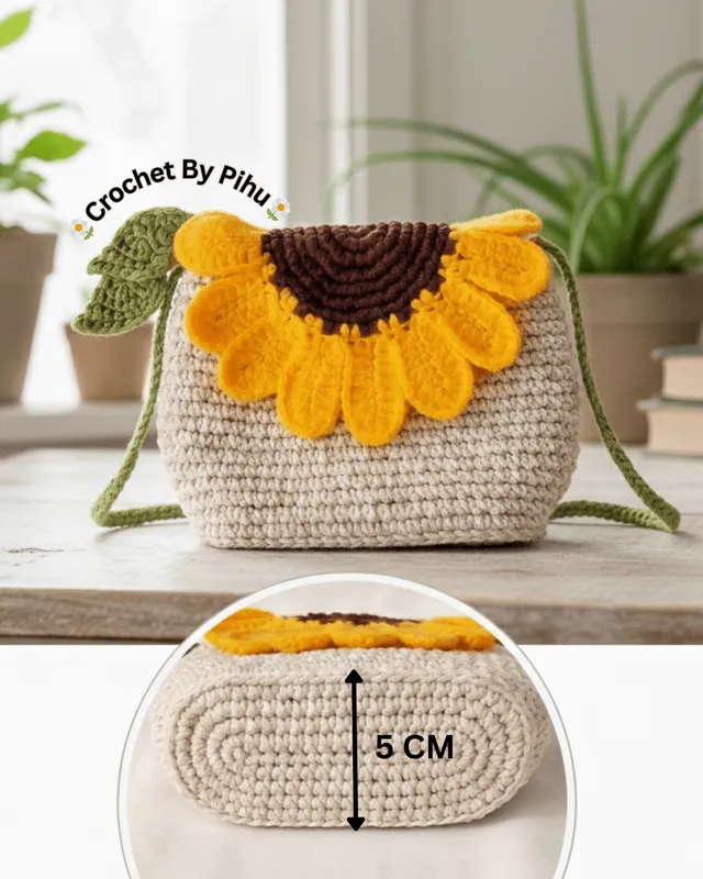 Sunflower Bloom Crochet Sling Bag: handmade crochet by Crochet By Pihu