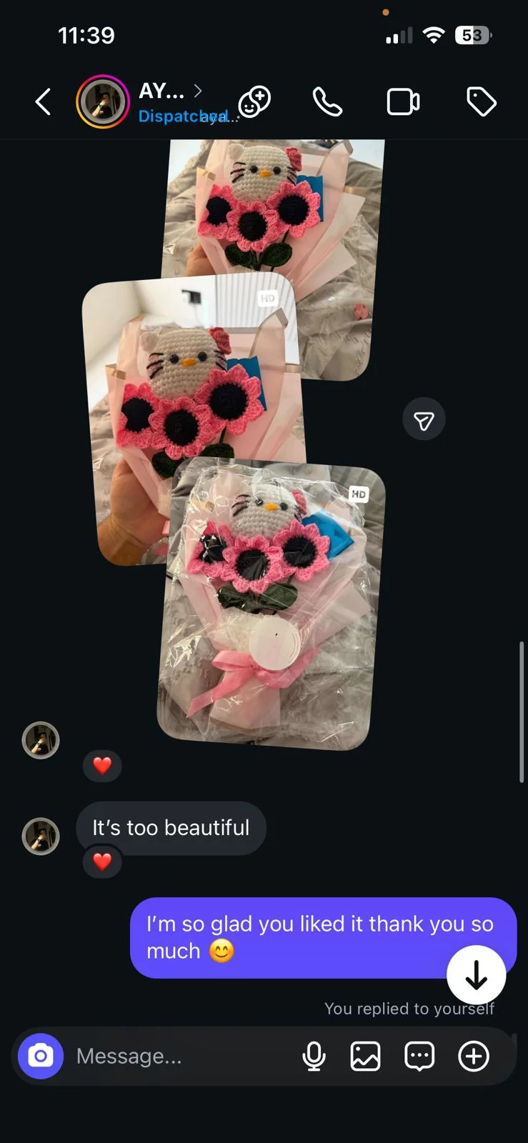 Customer review 13: message from a happy Crochet By Pihu customer