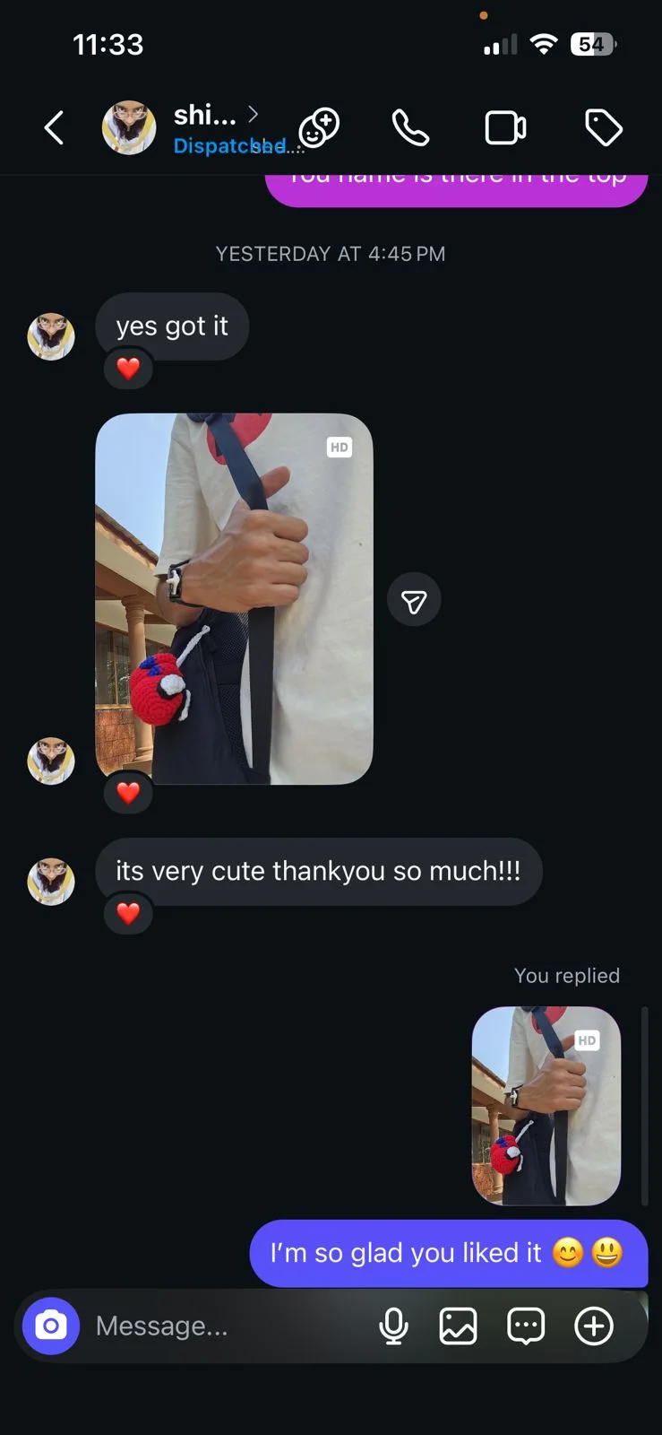 Customer review 14: message from a happy Crochet By Pihu customer