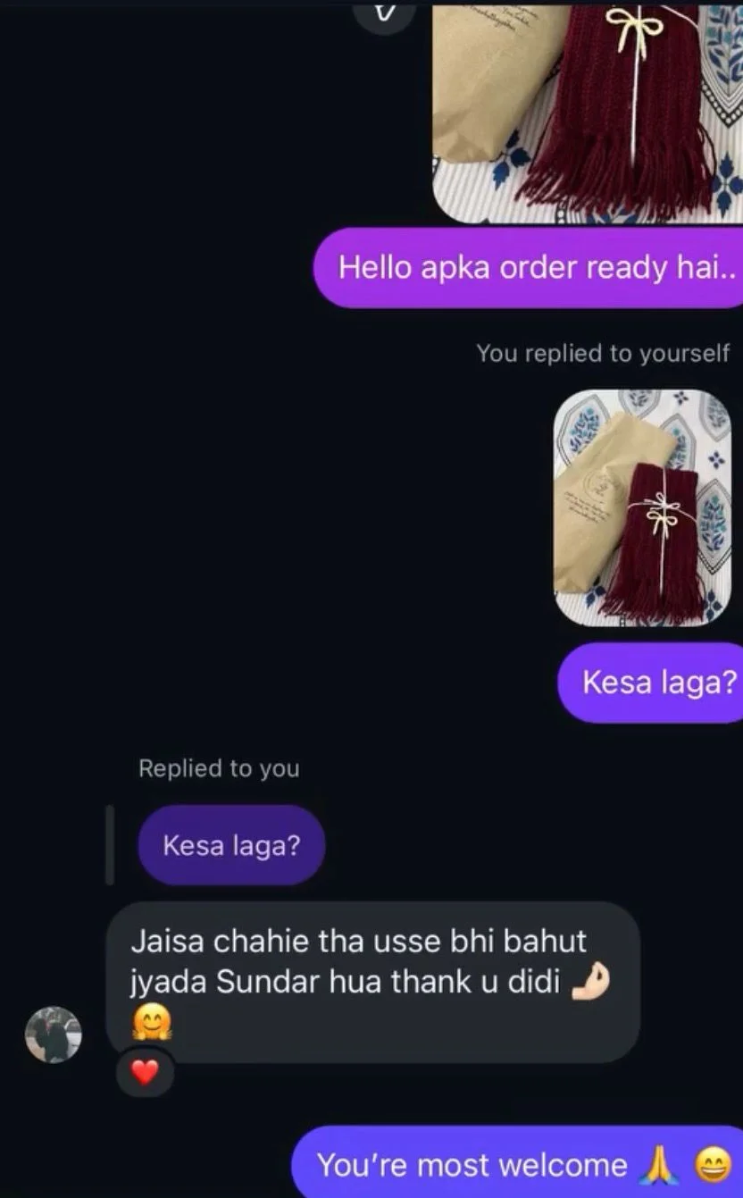 Customer review 22: message from a happy Crochet By Pihu customer