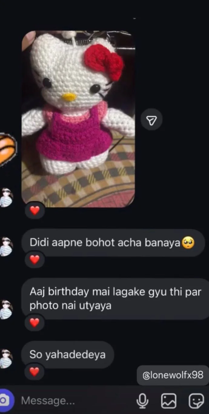 Customer review 21: message from a happy Crochet By Pihu customer