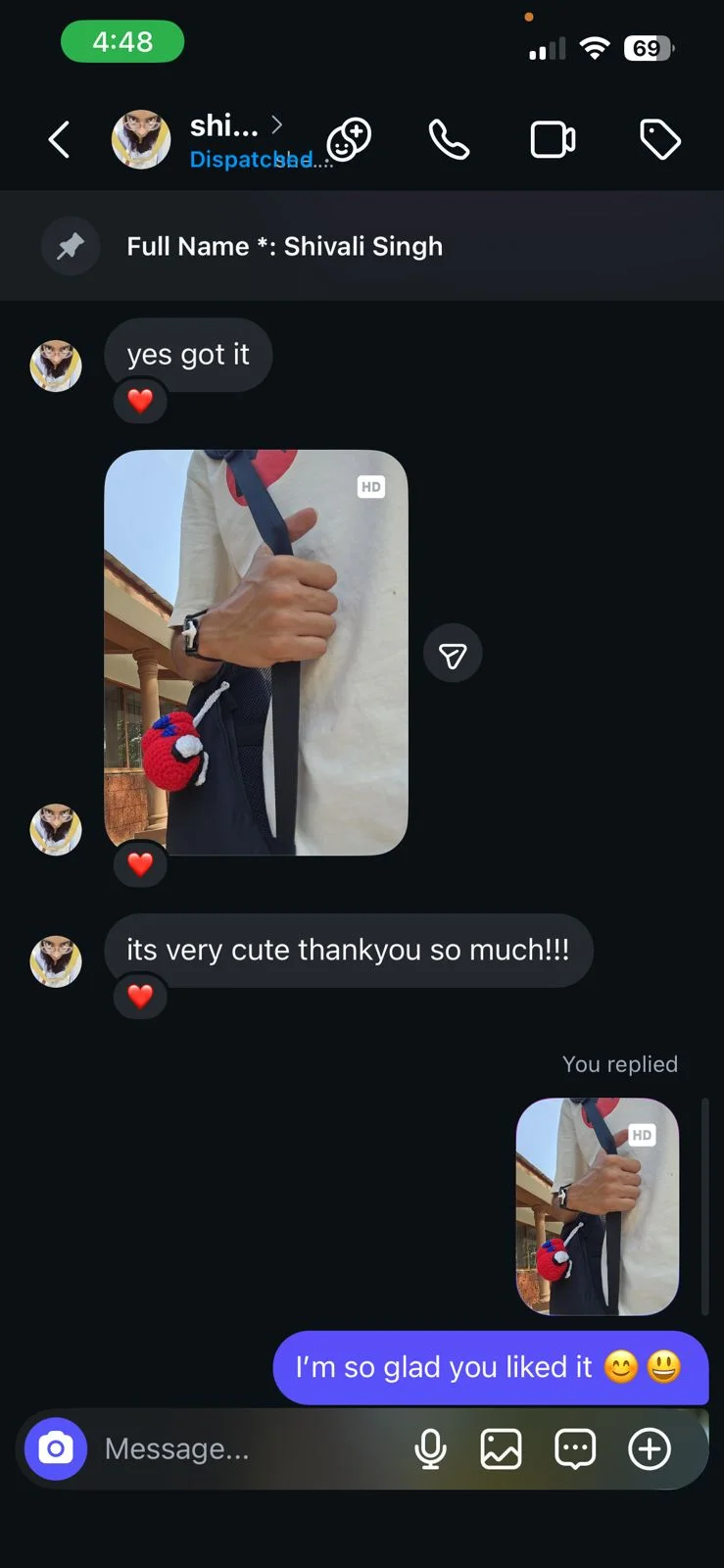 Customer review 19: message from a happy Crochet By Pihu customer