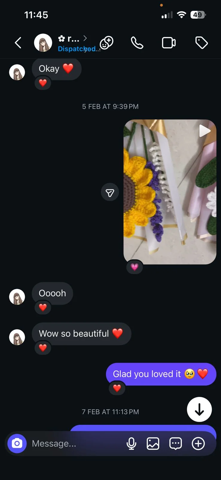 Customer review 3: message from a happy Crochet By Pihu customer
